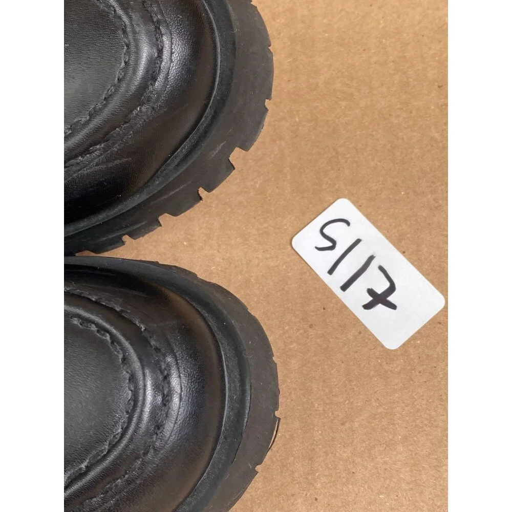 Steve Madden Women Black Lawrence Chunky Loafers Size 7.5 Leather platform Y2K‎